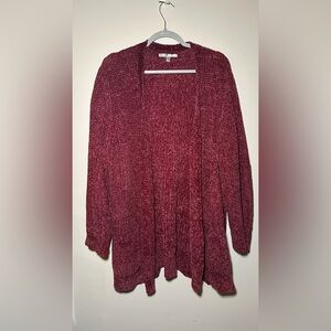 Seven7 Women's Burgundy Grannycore Open Front Cardigan Size XXL